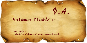 Valdman Aladár névjegykártya
